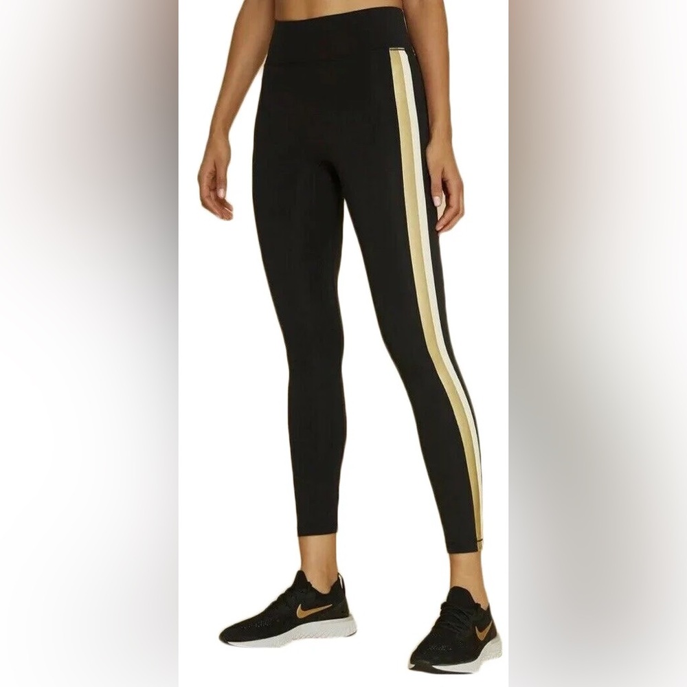 All Access Bandier Stevie Leggings Women S Black‎ Gold Stripe High Rise Athletic